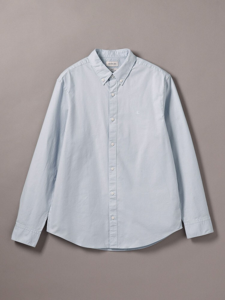シャツ - ロングスリーブソリッドオックスフォードクラシックシャツ 38