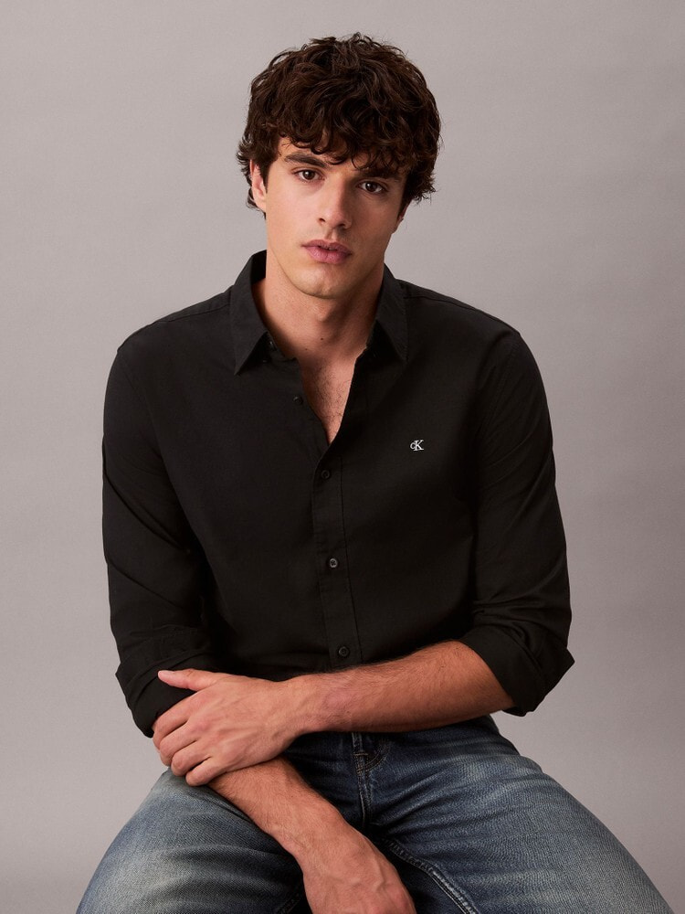 シャツ - ロングスリーブソリッドオックスフォードクラシックシャツ