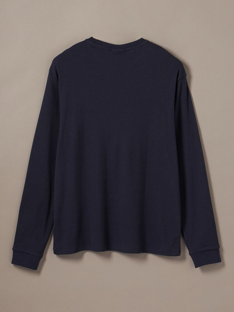 長袖Tシャツ - ロングスリーブワッフルバッジクルーネックTシャツ