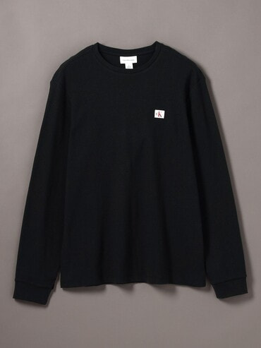長袖Tシャツ - ロングスリーブワッフルバッジクルーネックT