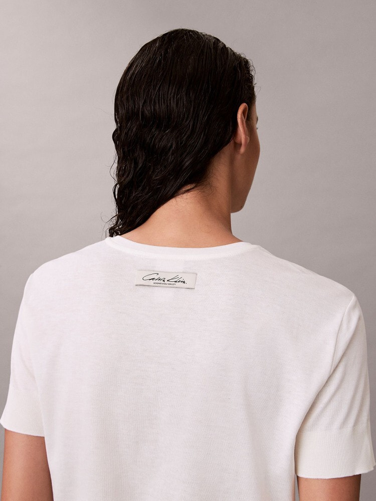 ニット - ショートスリーブシルクコットンクルーネックTシャツ 4