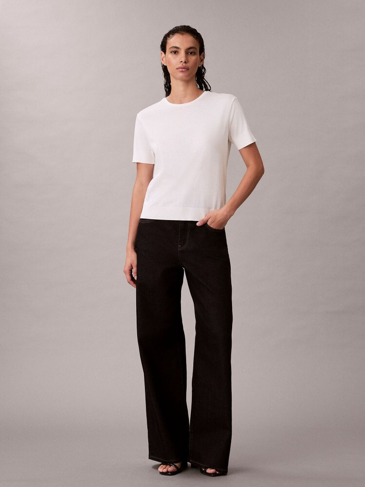 ニット - ショートスリーブシルクコットンクルーネックTシャツ 6