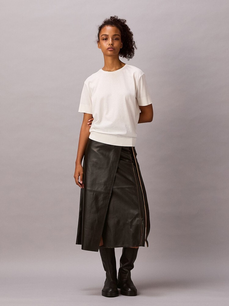 ニット - ショートスリーブシルクコットンクルーネックTシャツ 8