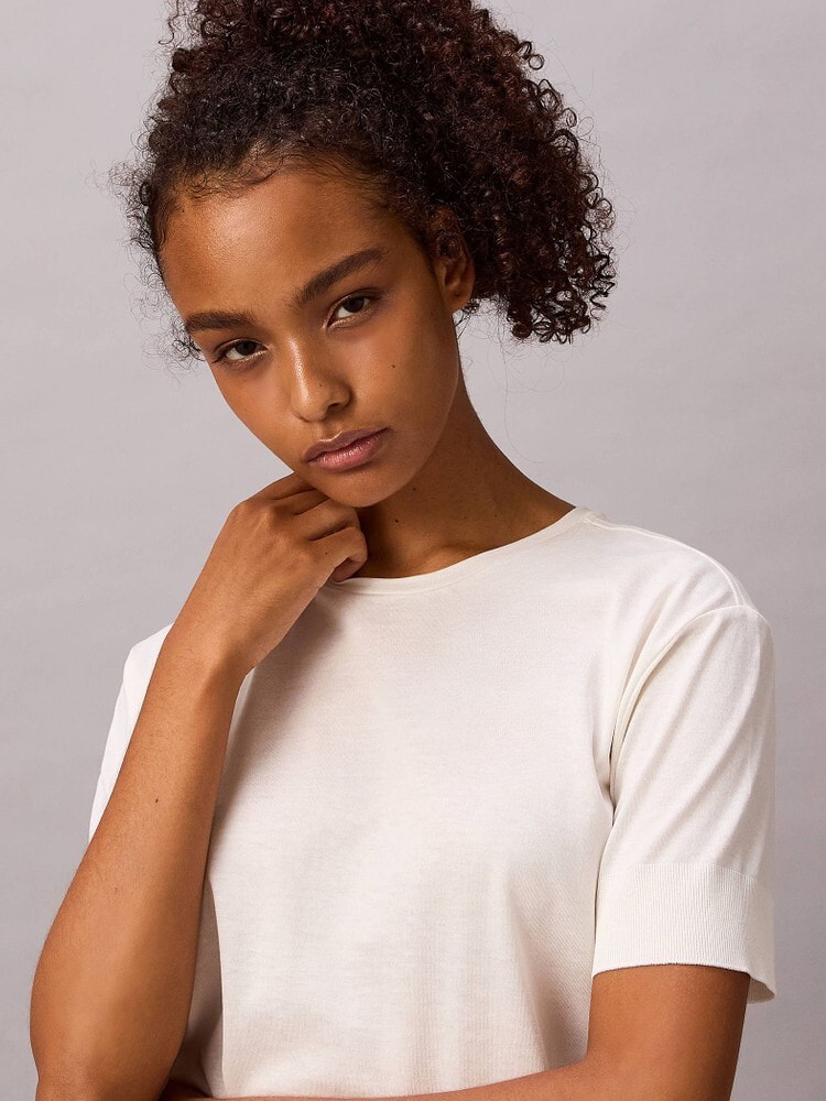 ニット - ショートスリーブシルクコットンクルーネックTシャツ 9