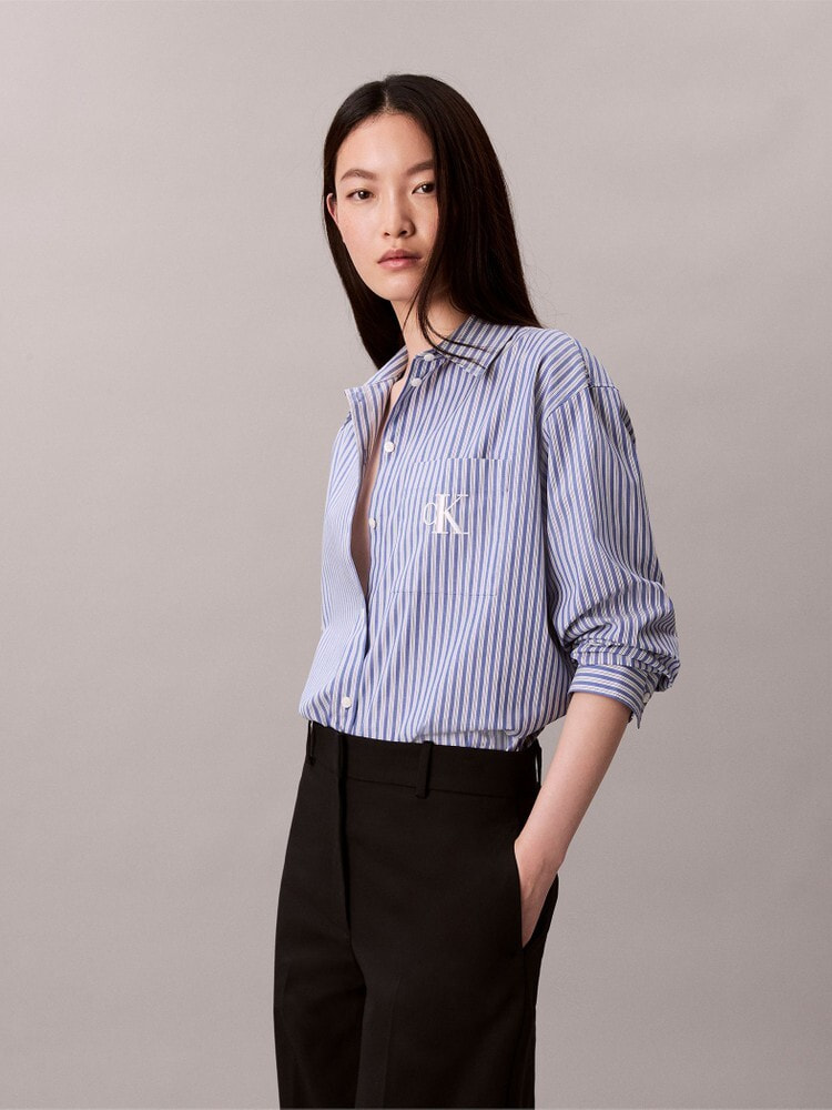 カルバン・クライン   Long Sleeve Tunic with Drawstring レディース シャツ トップス Lug Calvin Klein Long Sleeve Tunic with Drawstring Luggage Multi