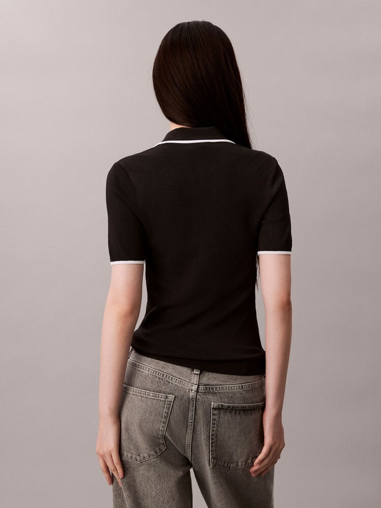 売れ筋商品|||カルバンクライン シャツ レディース トップス DRAPEY L BLOUSE - Blouse - black Calvin Klein (カルバンクライン) エンボスロゴ クルーネック