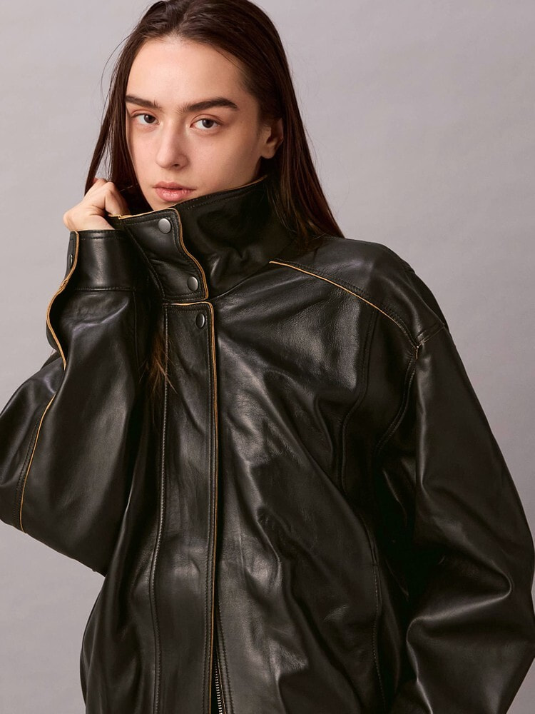 【美品】カルバンクライン　ラムレザージャケット　ブラック　ライダース 楽天市場】Calvin Klein ライダースジャケットの通販
