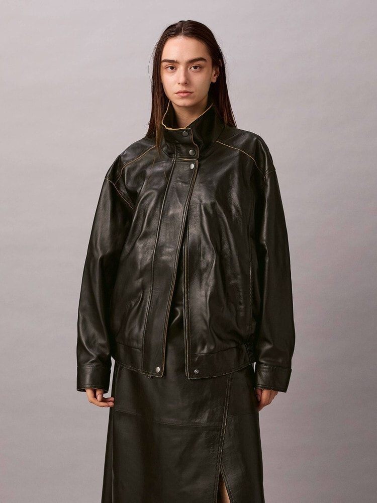 カルバンクライン レザージャケット シングルライダース ダブルジップ ラムレザー カルバンクライン レザージャケット シングルライダース ダブル