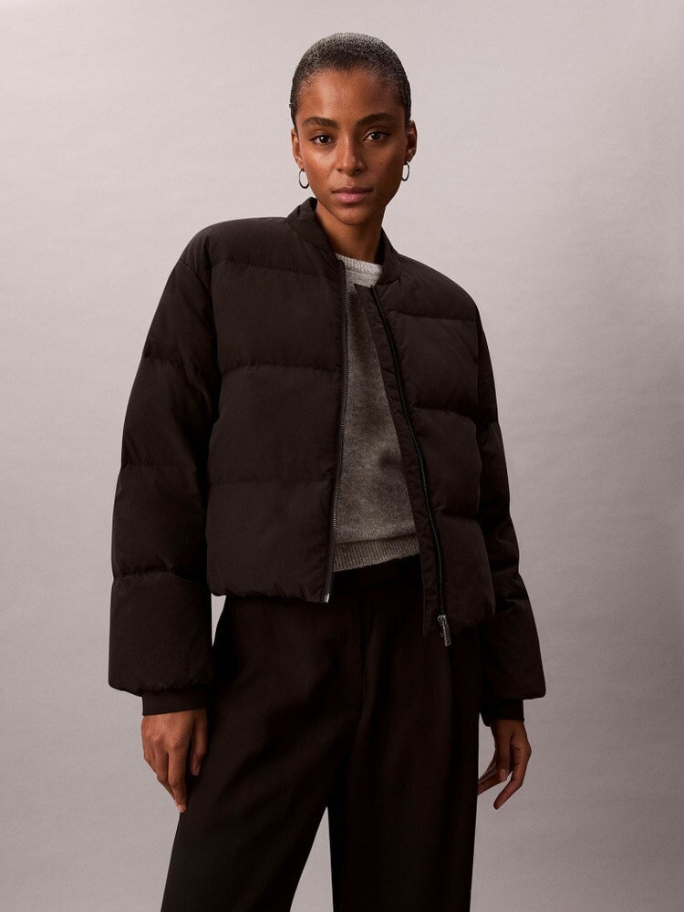 ダウンジャケット - スカーフショートダウンパッファジャケット