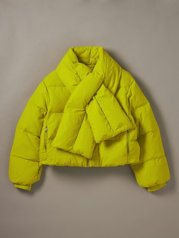 ダウンジャケット - スカーフショートダウンパッファジャケット