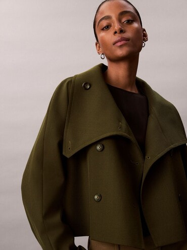 ジャケット - クロップドウールトレンチジャケット | カルバン