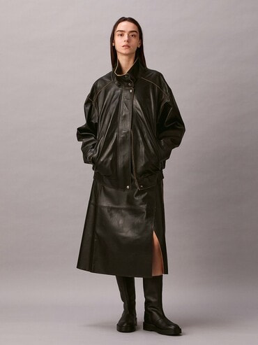  　黒　牛革　タイトスカート　カルバンクライン USA製 80s 90s CK カルバン クライン Calvin Klein Sport