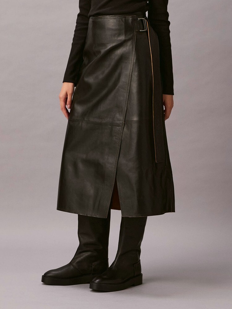 KEI KAGAMI ケイカガミ ラップスカート スカート - ラムレザーラップスカート | カルバン・クライン 公式