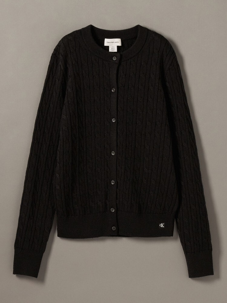 ニット - ウールケーブルクルーネックカーディガン | カルバン