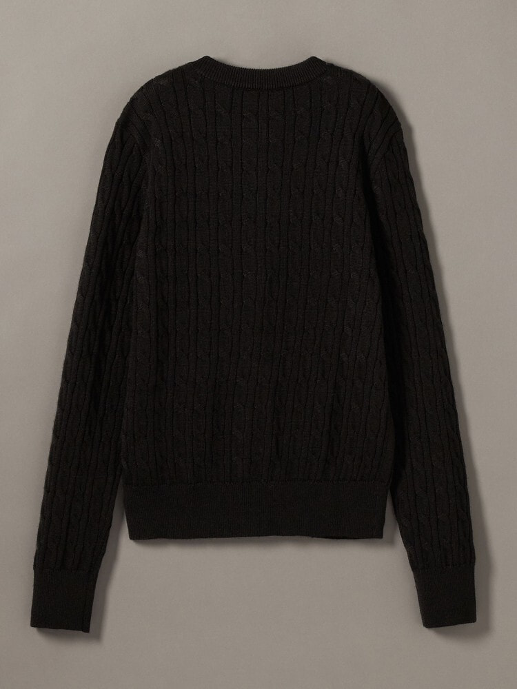 ニット - ウールケーブルクルーネックカーディガン | カルバン