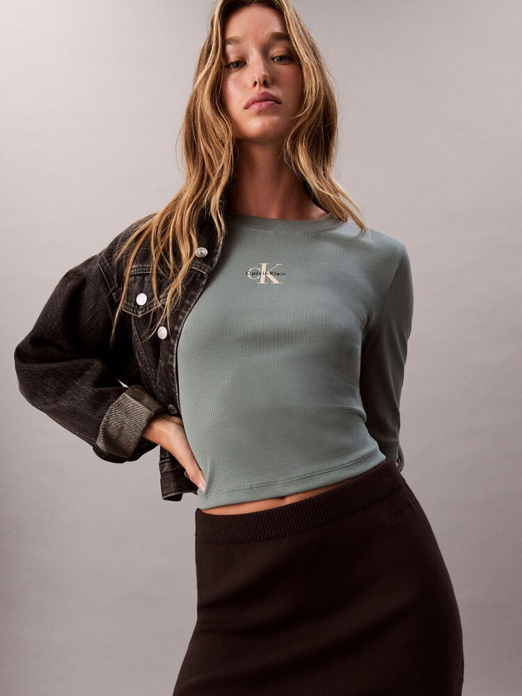 Tシャツ - ロングスリーブモノグラムベビーTシャツ | カルバン