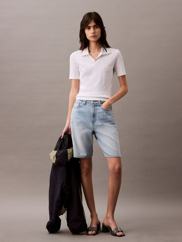 ポロシャツ - ショートスリーブスリムフィットVネックプル