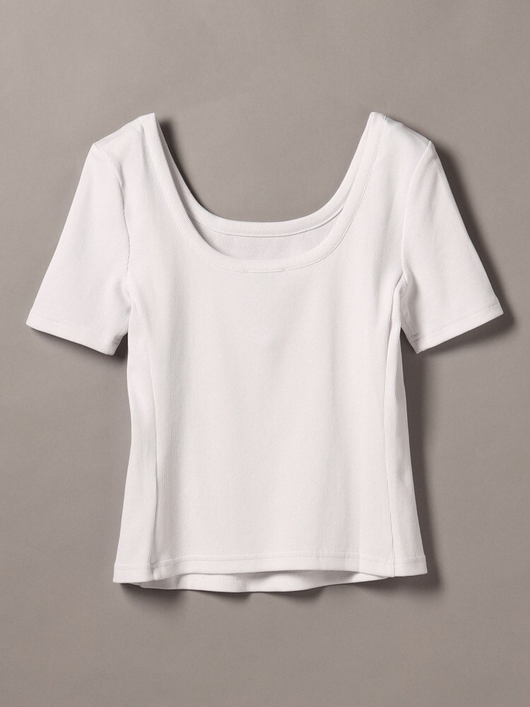 Tシャツ - ショートスリーブラウンドネックリブTシャツ