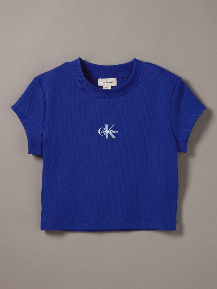 追跡便【 】モノグラムロゴリブ半袖ベビーTシャツ モノグラム ロゴ ベイビーTシャツ（Tシャツ/カットソー