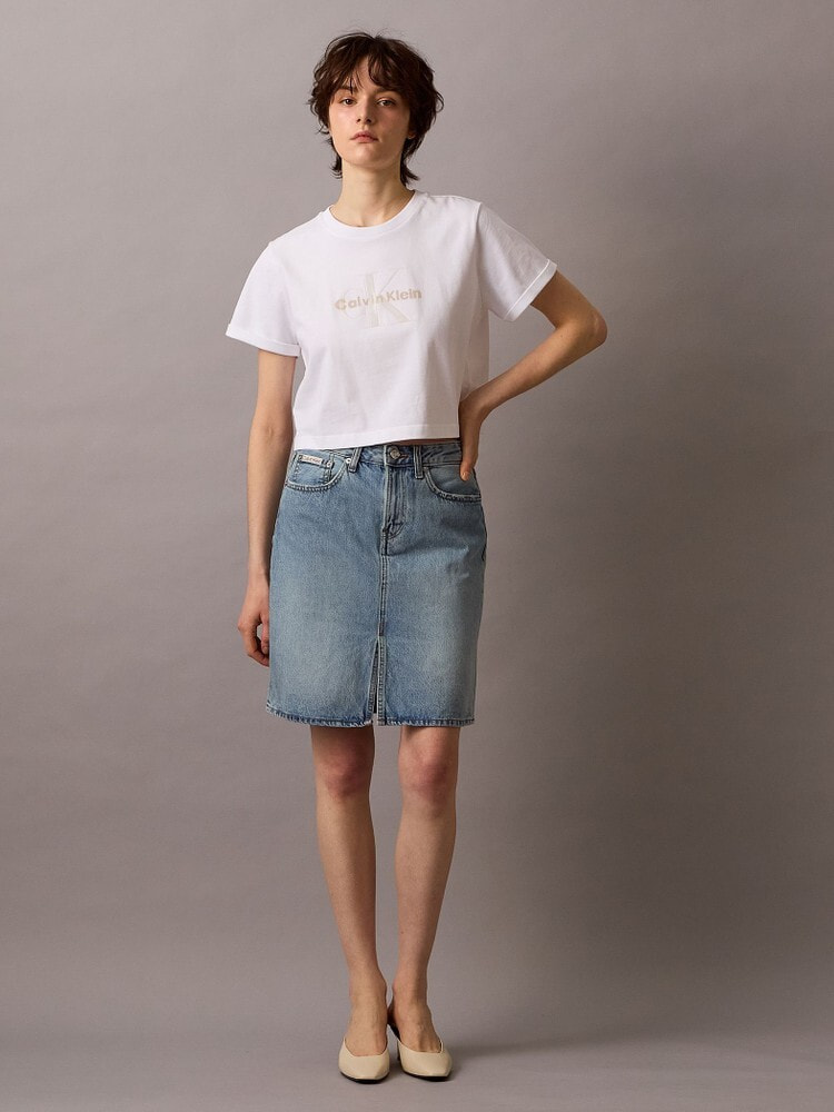 Tシャツ - CKロゴショートスリーブクロップドTシャツ | カルバン