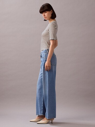 デニム・ジーパン   Women's Wide Fit Light Blue Tencel Denim 47B058 Tencel Blend Wide Leg Jeans | Calvin Klein