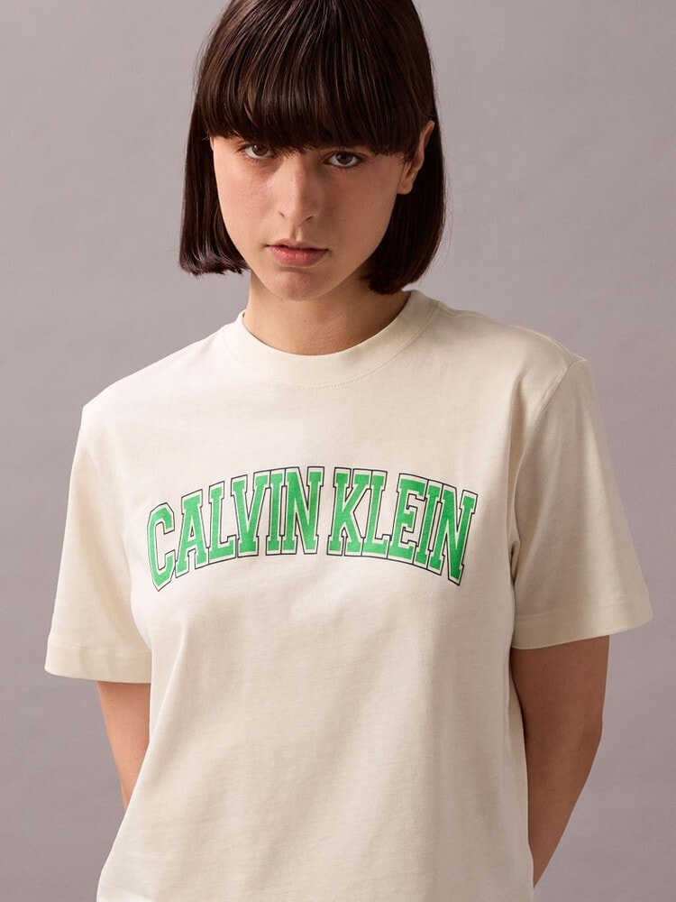 2点以上でさらに10%OFF】Tシャツ - ロゴプリントクルーネックT