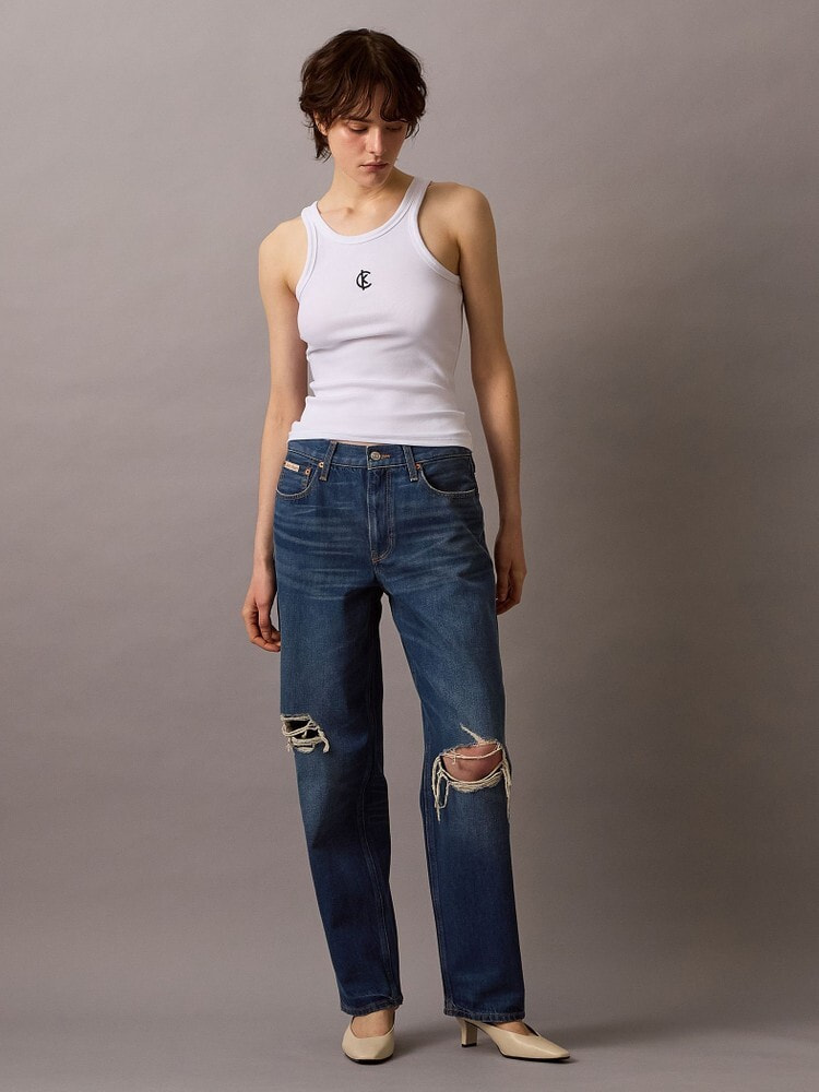 [  Jeans] cKコットンリブタンクトップ 2カラー セール】コットンカウンターリブタンクトップ（タンクトップ