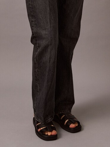 【最終値下げ】REFLEM カッティングデニムパンツ ブラック FREE D.HYGEN - Bum Flap Damaged Denim Drop Crotch Slim Pants