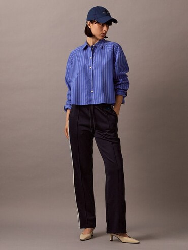  】CK Jeans ストライプシャツ シャツ - ストライプボクシークロップドシャツ | カルバン