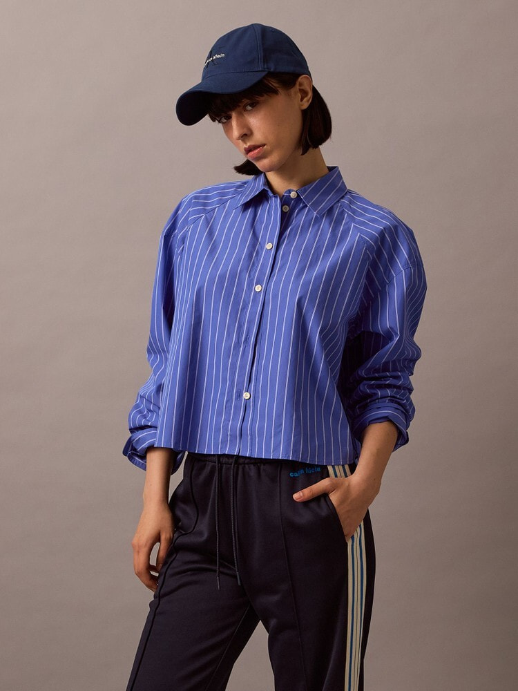 シャツ - ストライプボクシークロップドシャツ | カルバン