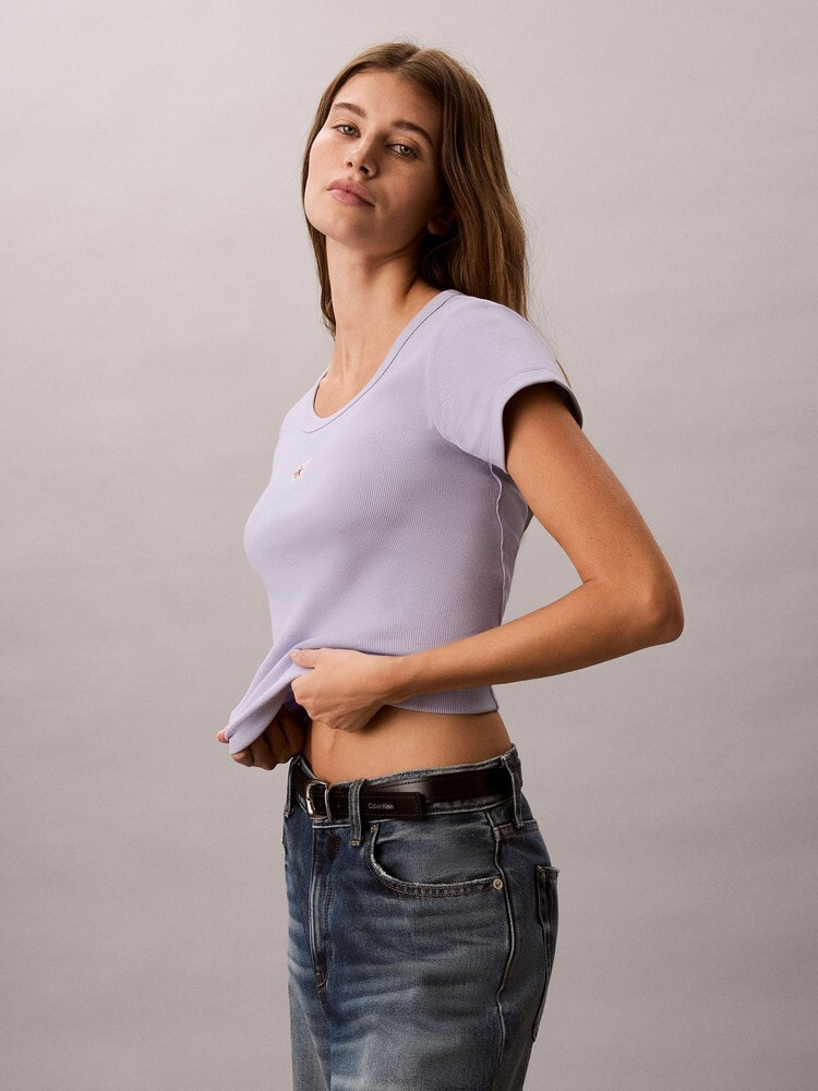 Tシャツ - クルーネックリブクロップドTシャツ 19
