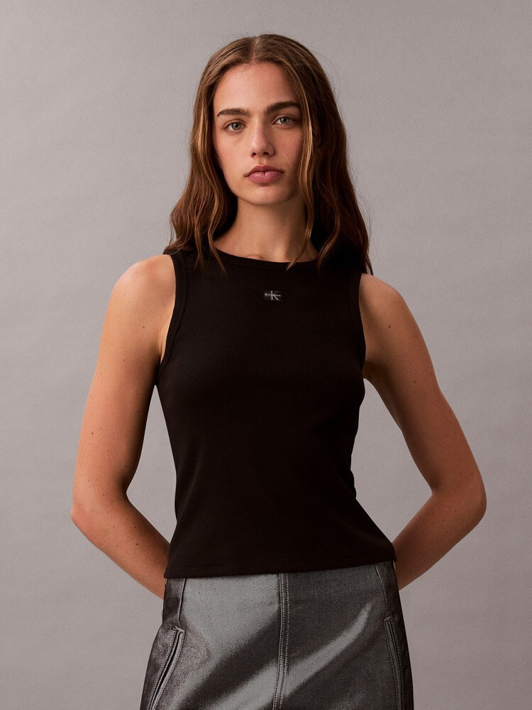 未使用☆ck カルバンクライン　タンクトップ オーバークロップドタンクトップ Calvin Klein】Jeans コントラスト ロゴ クロップド タンク ♪ (Calvin