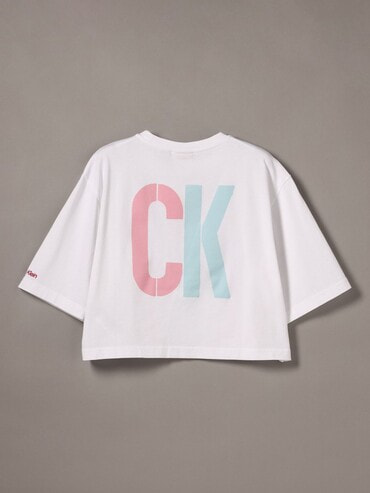 大人気■  カルバンクライン クロップド リブTシャツ セール】オープンバッククロップリブトップス（Tシャツ