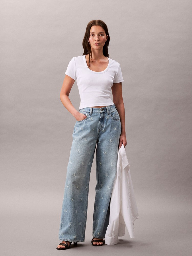 【  JEANS】 カルバンクライン クロップド Tシャツ Tシャツ - オープンバッククロップドTシャツ | カルバン