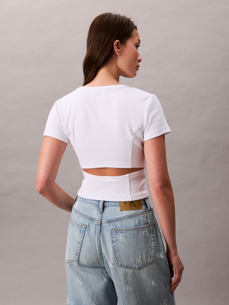 【  JEANS】 カルバンクライン クロップド Tシャツ Calvin Klein Jeans】NEW☆クロップドリブTシャツ (Calvin Klein