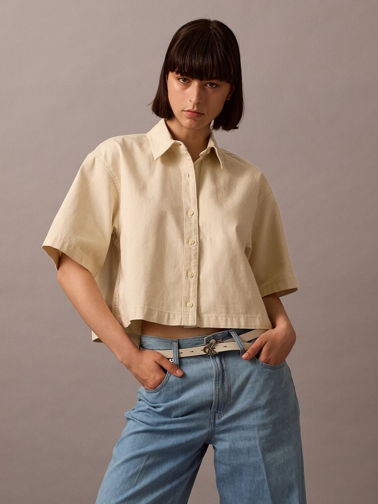 新品　【Gina 7月号掲載】HYACINTH / ショートカラーシャツ シャツ - ショートスリーブクロップドシャツ | カルバン