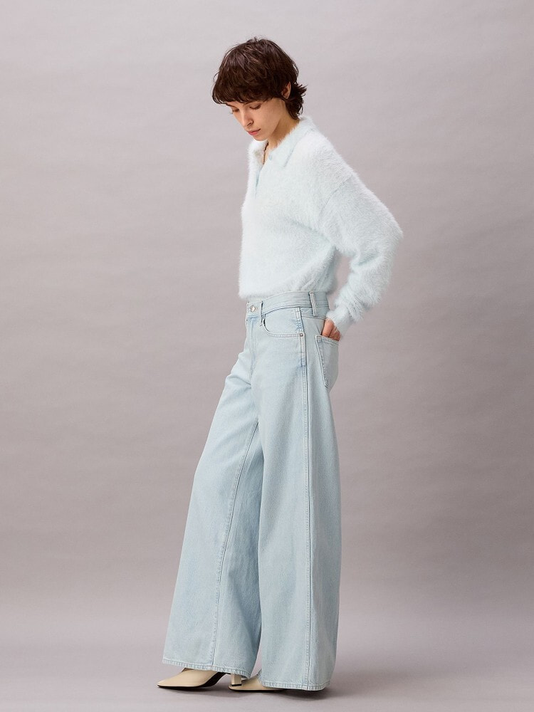 [カルバンクライン] CK JEAN Pleated Wide Leg Pants ☆ Wide Leg]ジーンズ(デニムパンツ) - ライトワイドジーンズ