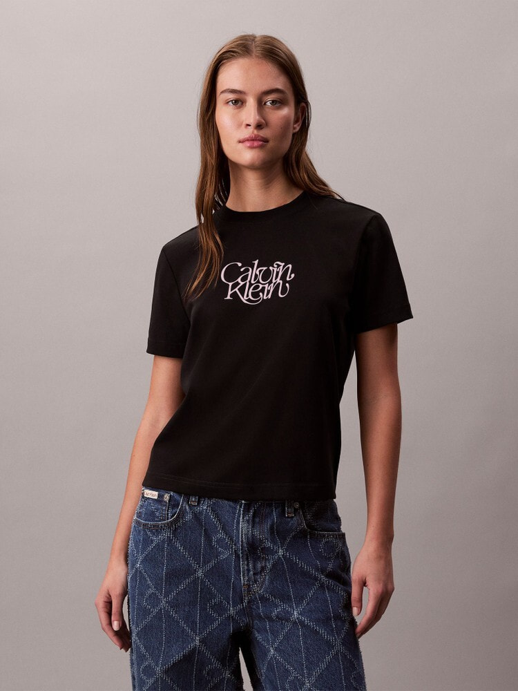 Tシャツ - スクリプトロゴプリントショートスリーブTシャツ[TU / トゥ着用商品] 4