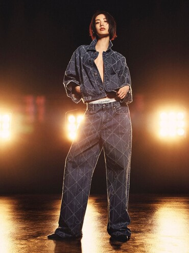 ★ ★Wide Leg Jeans CKロゴ ワイドレッグ デニム Wide]ジーンズ(デニムパンツ) - ワイドレッグジーンズ