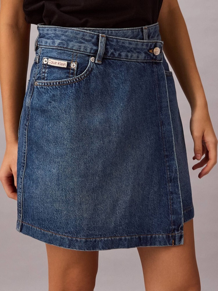 ミニスカート - デニムラップスカート | カルバン・クライン 公式
