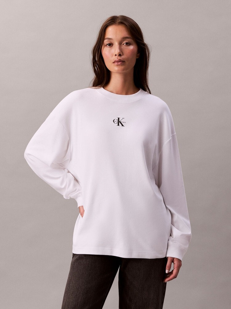 長袖Tシャツ - ミニロゴオーバーサイズロングスリーブクルーネックTシャツ 3