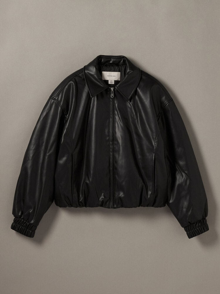 ジャケット - フェイクレザーインサレーションボンバージャケット