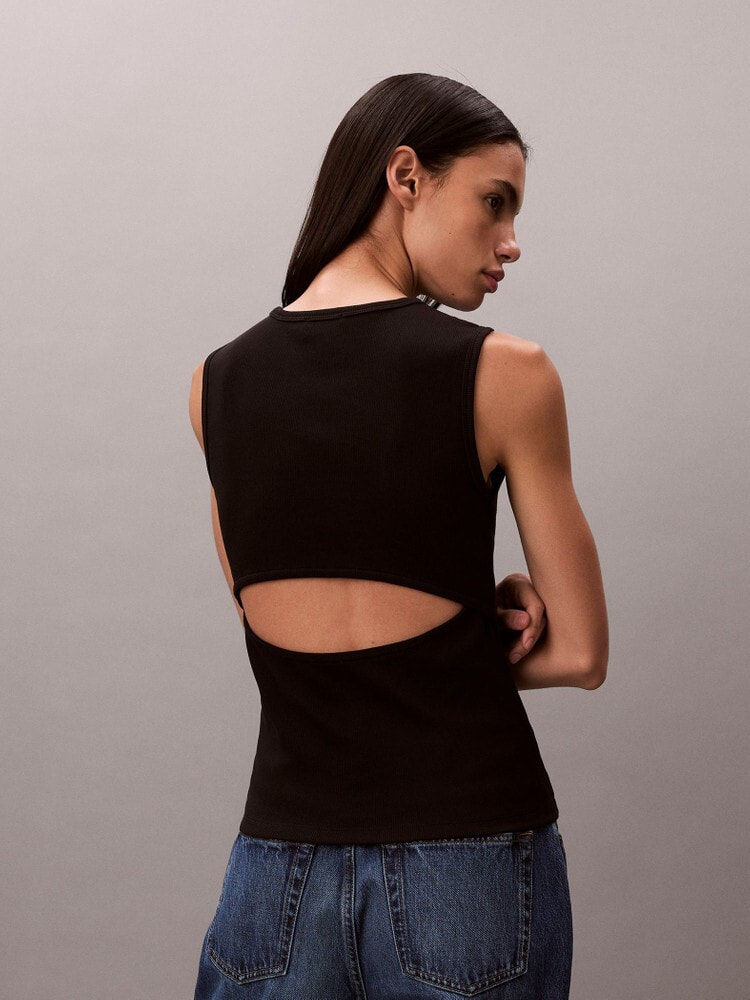未使用☆ck カルバンクライン　タンクトップ オーバークロップドタンクトップ Calvin Klein（カルバン・クライン） タンクトップ 3枚組 リブ編み