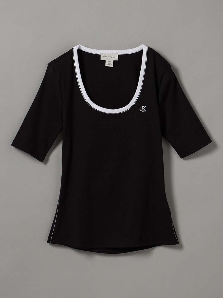 Tシャツ - ショートスリーブ2X2リブスクープネックTシャツ 7