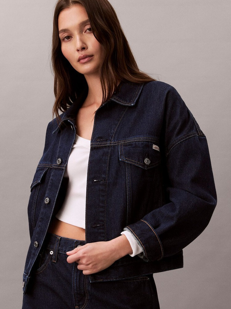 80s カルバンクライン USA製 ブラックデニム ジャケット トラッカー 古着 CK Calvin Klein Jeans ブラック デニム ボア トラッカー
