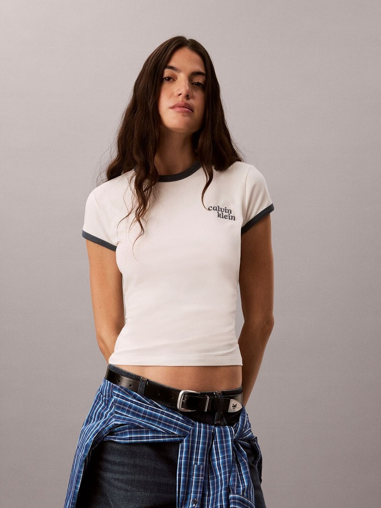 Tシャツ - ショートスリーブスリムロゴリンガーTシャツ 8
