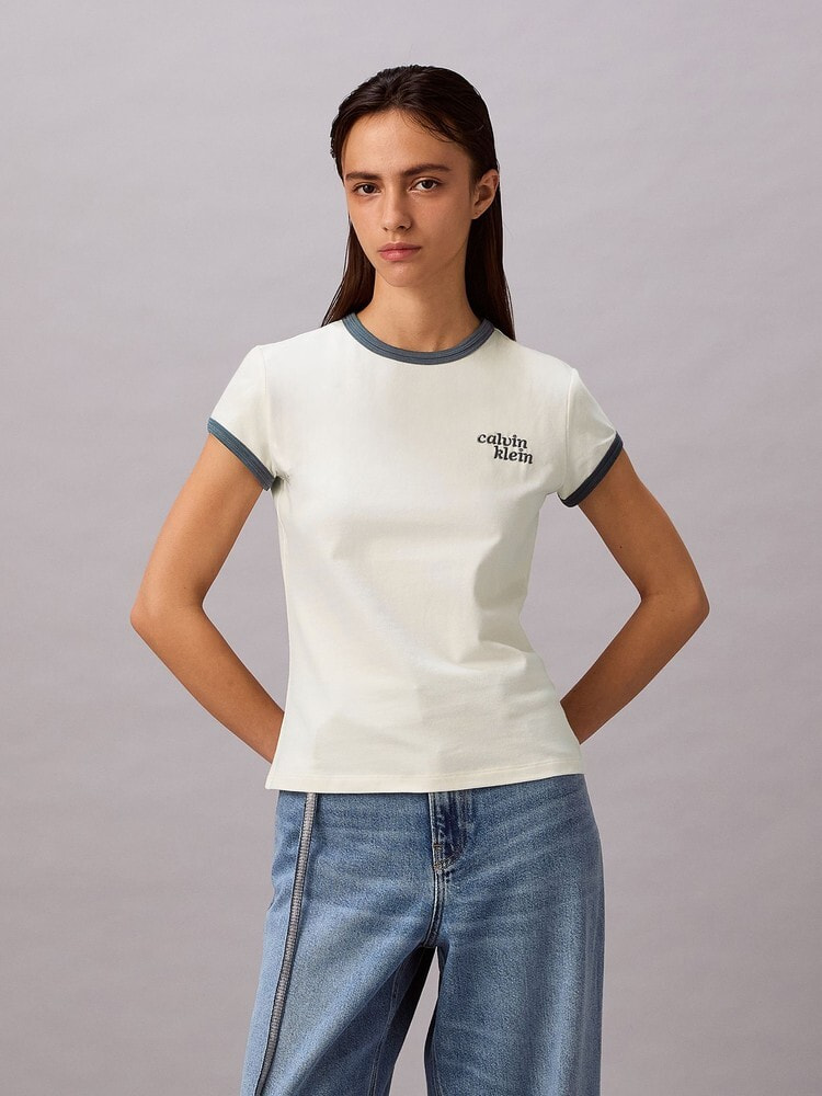 Tシャツ - ショートスリーブスリムロゴリンガーTシャツ 14