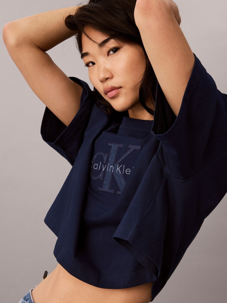 Tシャツ - オーバーサイズクロップドモノロゴTシャツ 3