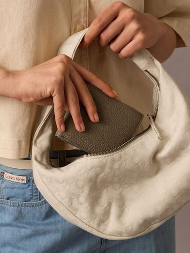 ギャルリーヴィー　レザーバッグ グレー Woman ヴィヴ カバ バイカラー メタル バックル レザー