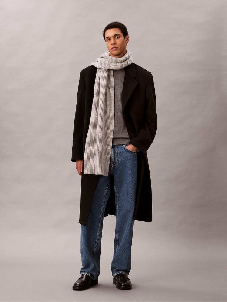 マフラー - CKメタルロゴウールリブニットスカーフ | カルバン